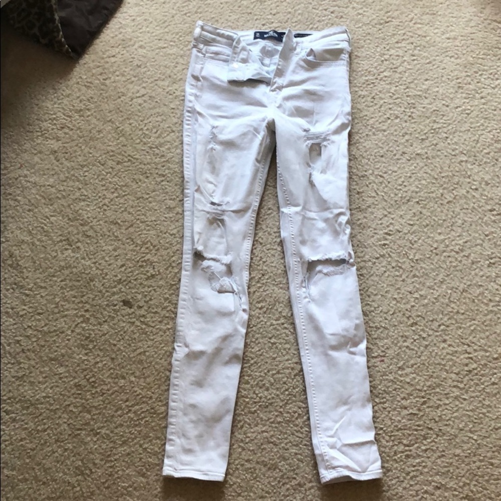 high rise super skinny white hollister jeans